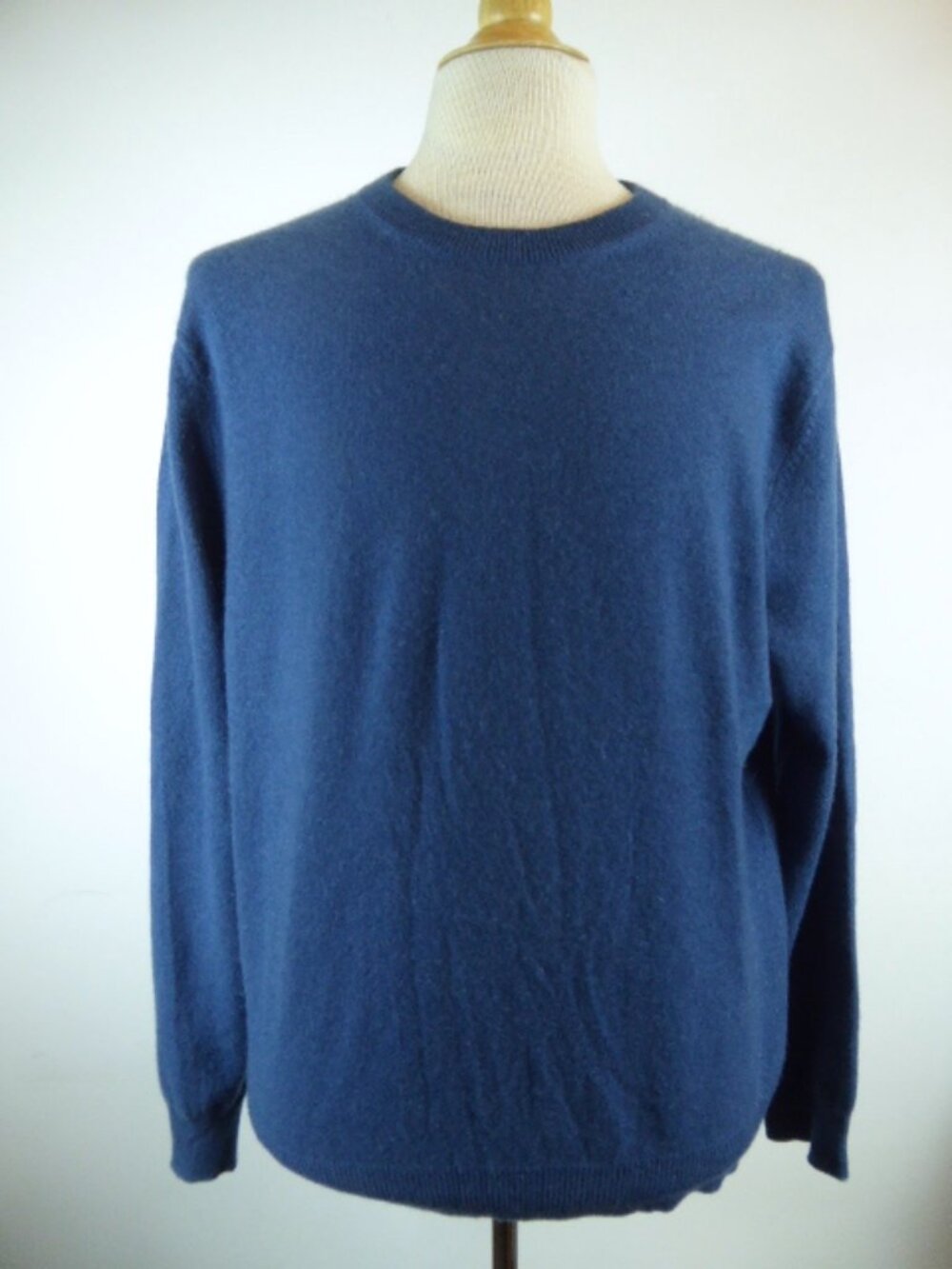 HARRISON blue 100% cashmere CREWNECK SWEATER preppy L